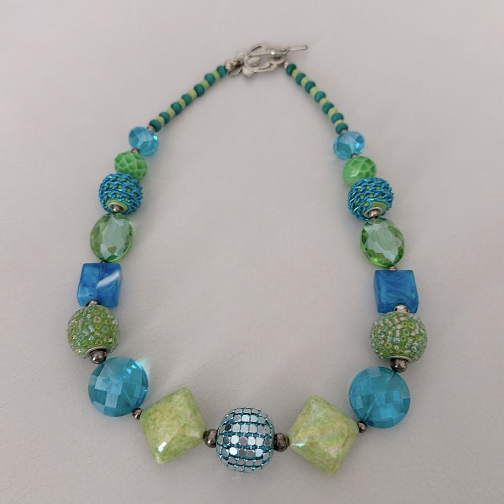 Blue and Green Beaded Necklace